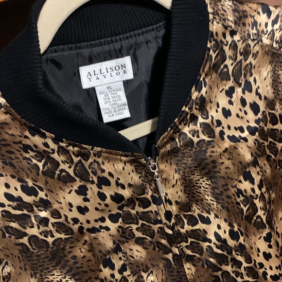 XL 100% Silk cheetah leopard print bomber jacket - Picture 4 of 14